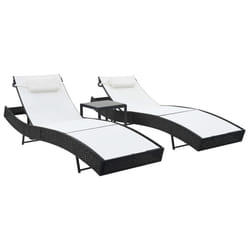VidaXL 44894 chaise d'extérieur Linge Tissu, Polyuréthane, Acier Noir, Blanc