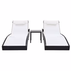 VidaXL 44894 chaise d'extérieur Linge Tissu, Polyuréthane, Acier Noir, Blanc