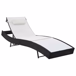 VidaXL 44894 chaise d'extérieur Linge Tissu, Polyuréthane, Acier Noir, Blanc - Vue supplémentaire 4
