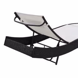 VidaXL 44894 chaise d'extérieur Linge Tissu, Polyuréthane, Acier Noir, Blanc - Vue supplémentaire 7