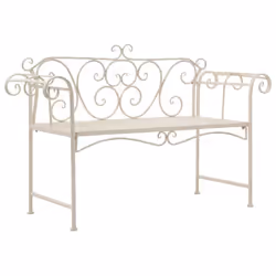 vidaXL Banc de jardin 132 cm Métal Antique Blanc - TU