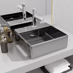 Fabriqué en céramique, ce lavabo de forme carrée sera un supplément chic et intemporel à toute salle de bain, salle d'eau, ve ...