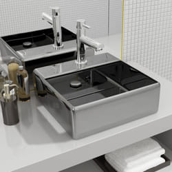 Vidaxl - Lavabo avec trop-plein 41 x 41 x 15 cm Céramique Argenté