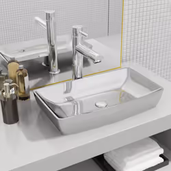 Fabriqué en céramique, ce lavabo de forme carrée sera un supplément chic et intemporel à toute salle de bain, salle d'eau, ve ...