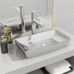Lavabo 71 x 38 x 13,5 cm Céramique Argenté Vidaxl