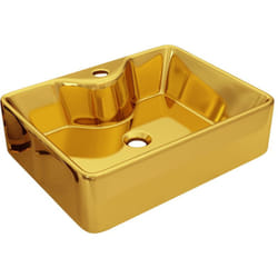 Vidaxl - Lavabo avec trou pour robinet 48 x 37 x 13,5 cm Céramique Doré