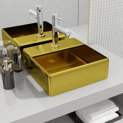 Vidaxl - Lavabo avec trou pour robinet 38 x 30 x 11,5 cm Céramique Doré