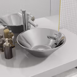 vidaXL Lavabo 42 x 14 cm Céramique Argenté - TU
