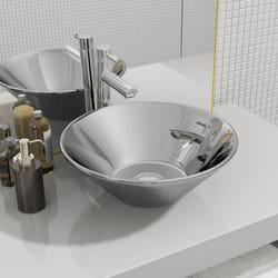 vidaXL Lavabo 42 x 14 cm Céramique Argenté - TU