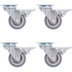 Cet ensemble de 4 roulettes pivotantes avec double frein sera l’accessoire idéal pour les petits équipements et les meubles t ...
