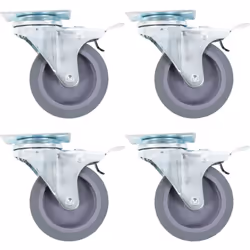 Cet ensemble de 4 roulettes pivotantes avec double frein sera l’accessoire idéal pour les petits équipements et les meubles t ...