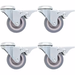 Cet ensemble de 4 roulettes pivotantes avec double frein sera l’accessoire idéal pour les petits équipements et les meubles t ...