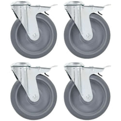 Vidaxl - 4pcs Roulettes pivotantes à trou de boulon à double frein 125mm