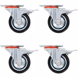 Cet ensemble de 4 roulettes pivotantes avec double frein sera l’accessoire idéal pour les petits équipements et les meubles t ...