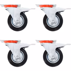 Cet ensemble de 4 roulettes pivotantes avec double frein sera l’accessoire idéal pour les petits équipements et les meubles t ...