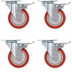 Cet ensemble de 4 roulettes pivotantes avec double frein sera l’accessoire idéal pour les petits équipements et les meubles t ...