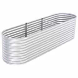 vidaXL Lit surélevé de jardin 320x80x81 cm Acier galvanisé Argenté