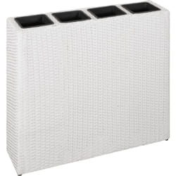 Lit surélevé de jardin avec 4 pots Résine tressée Blanc Vidaxl
