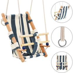 Balançoire pour bébé avec ceinture de sécurité Coton Bois Bleu Vidaxl