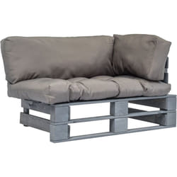 Canapé de jardin palette avec coussins gris Pinède Vidaxl