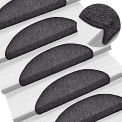 vidaXL Tapis d'escalier 15 pcs Anthracite 56x17x3 cm