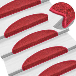 Vidaxl - Tapis d'escalier 15 pcs Rouge bordeaux 56 x 17 x 3 cm