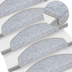 vidaXL Tapis d'escalier 15 pcs Gris clair 65 x 24 x 4 cm