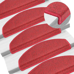 Vidaxl - Tapis d'escalier 15 pcs Rouge bordeaux 65 x 24 x 4 cm