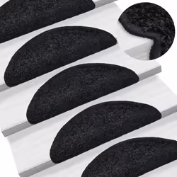 vidaXL Tapis d'escalier 15 pcs noir 56x17x3 cm