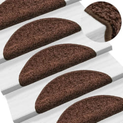 vidaXL Tapis d'escalier 15 pcs marron 56x17x3 cm