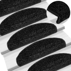 vidaXL Tapis d'escalier 15 pcs noir 65x21x4 cm