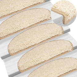vidaXL Tapis d'escalier 15 pcs crème 65x21x4 cm