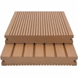 Cet ensemble complet de panneaux de terrasse en WPC avec des accessoires, constituant une dimension totale de 10 mètres carré ...
