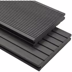 Cet ensemble complet de panneaux de terrasse en WPC avec des accessoires, constituant une dimension totale de 10 mètres carré ...