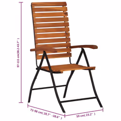 VidaXL 44391 chaise d'extérieur Terrace Bois d'acacia, Acier - Vue supplémentaire 8