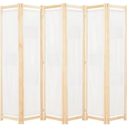 vidaXL Cloison de séparation 6 panneaux Crème 240 x 170 x 4 cm Tissu - TU