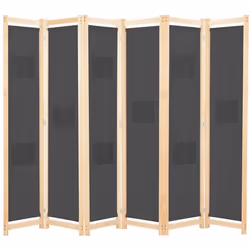 vidaXL Cloison de séparation 6 panneaux Gris 240 x 170 x 4 cm Tissu