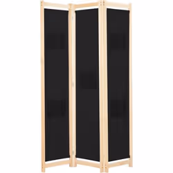 vidaXL Cloison de séparation 3 panneaux Noir 120x170x4 cm Tissu - TU