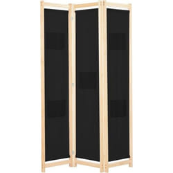 vidaXL Cloison de séparation 3 panneaux Noir 120x170x4 cm Tissu - TU