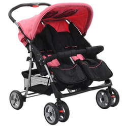 VidaXL 10155 Poussette pour bébé Poussette tandem 2 siège(s) Noir, Rose