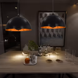 Ces 2 plafonniers semi-sphériques, avec feuille d'or à l'intérieur, sont parfaits pour un usage résidentiel et commercial. D' ...
