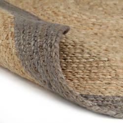 vidaXL Tapis fait à la main Jute avec bord gris 120 cm - TU