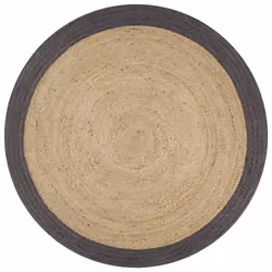 vidaXL Tapis fait à la main Jute avec bord gris foncé 90 cm - TU
