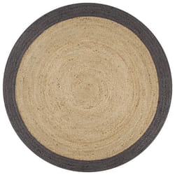 vidaXL Tapis fait à la main Jute avec bord gris foncé 90 cm - TU
