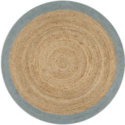 Tapis fait à la main Jute avec bord vert olive 150 cm Vidaxl