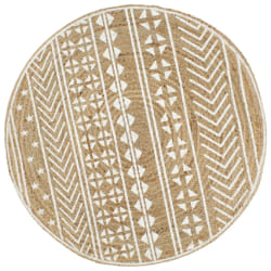 vidaXL Tapis fait à la main Jute avec imprimé blanc 120 cm