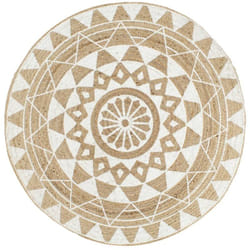 vidaXL Tapis fait à la main Jute avec imprimé blanc 90 cm