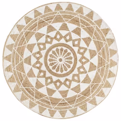 vidaXL Tapis fait à la main Jute avec imprimé blanc 120 cm - TU