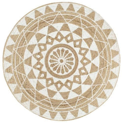 vidaXL Tapis fait à la main Jute avec imprimé blanc 120 cm - TU
