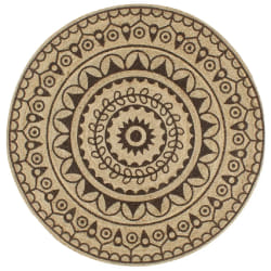 vidaXL Tapis fait à la main Jute avec imprimé marron foncé 150 cm - TU